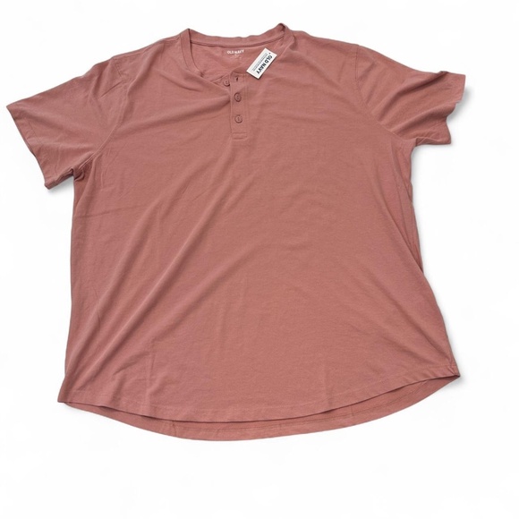 NWT Old Navy Henley Shirt Mens XL Salmon Soft Button Summer Tee - Picture 5 of 5